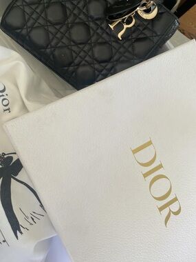 Dior Black Quilted Leather Shoulder Bag with Gold Hardware